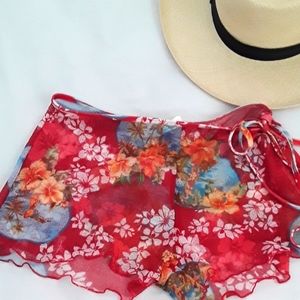 BODY GLOVE SHEER RED COVERUP SHORT